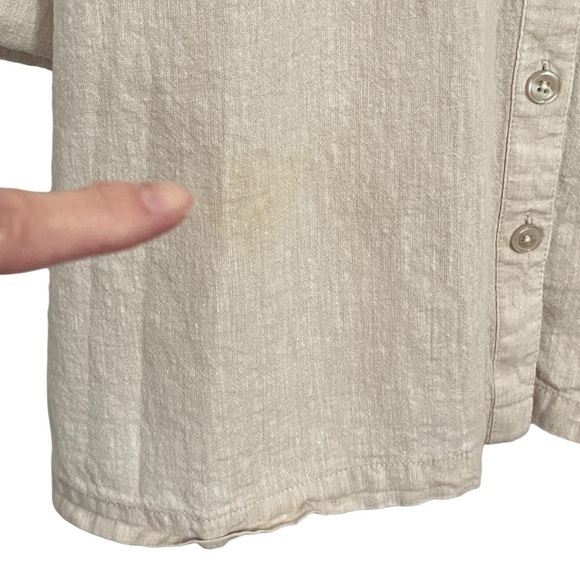 Kim Rogers Button-Up Linen Cotton Blend 3/4 Length Sleeve Beige Blouse Sz. Large - Picture 7 of 8